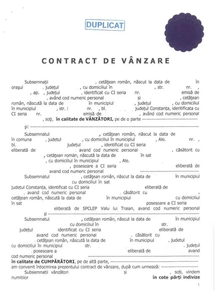 Recuperare Contract de Vânzare-Cumpărare